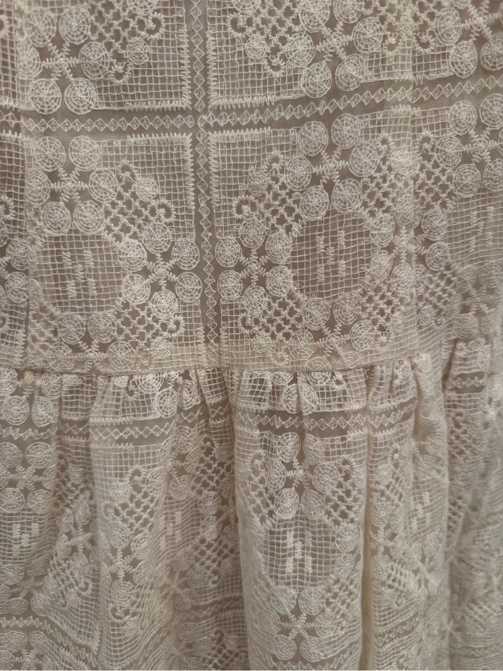 Avec Les Filles Embroidered Lace Midi Dress Natural Ivory Size 6 NWT Cottagecore - Picture 9 of 10